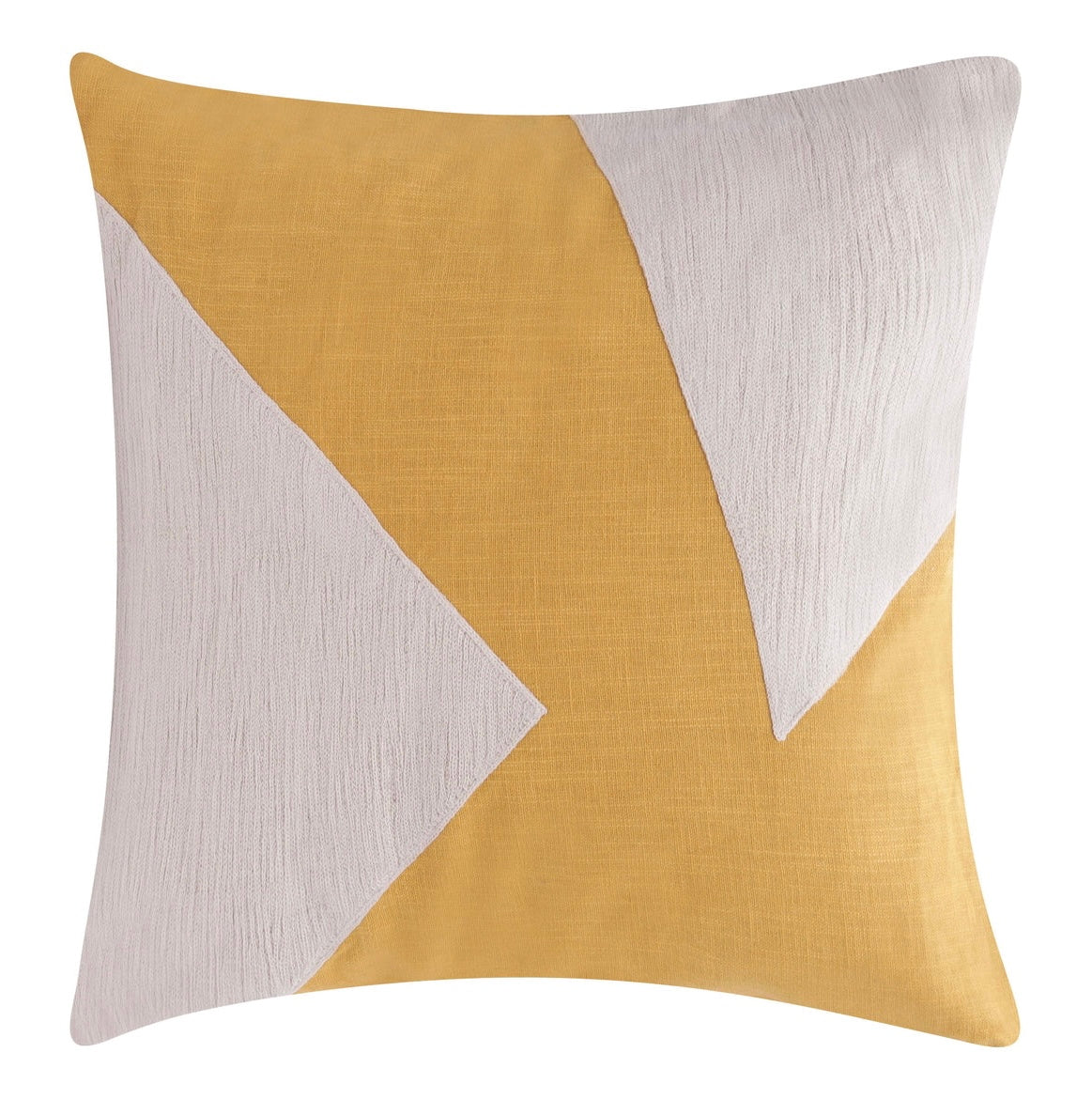 The Handmade Ochre Colorblock Throw Pillow against a blank white background - The Offbeat Co.